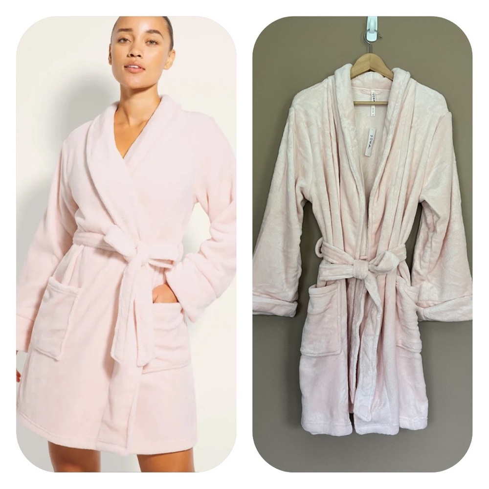 {Soma} Plush Short Robe in Pretty Pink - Womens L / XL - NWT